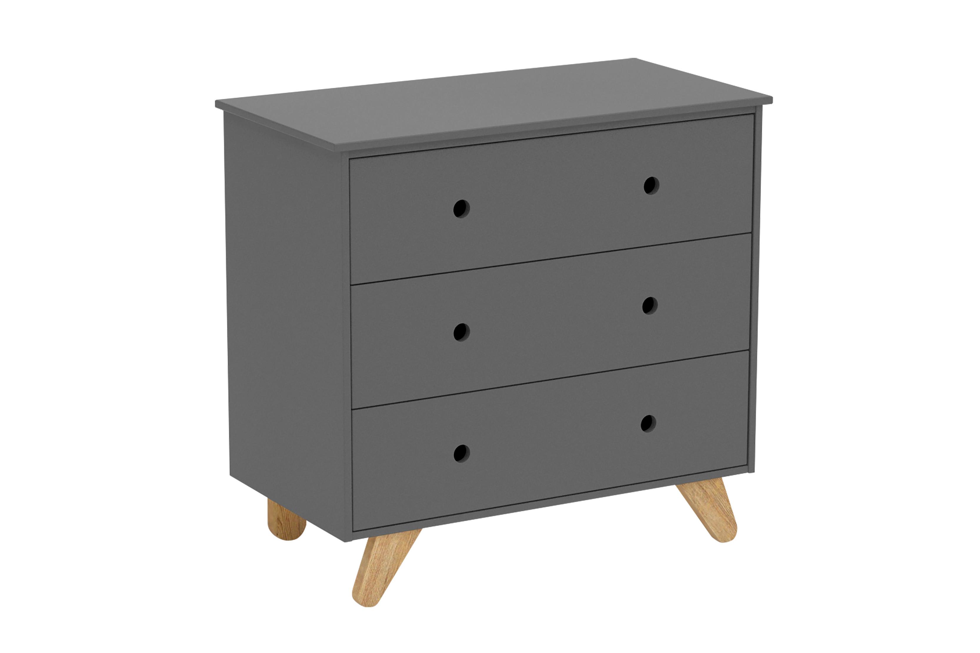 KOMMODE Grau B: 95cm - Naturfarben/Grau, Design, Holzwerkstoff (95/90/50cm) - Livetastic