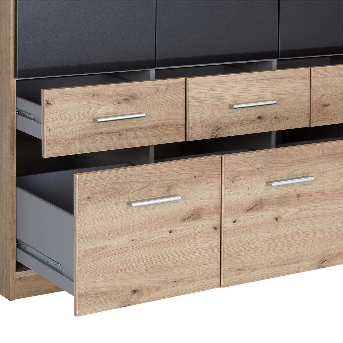 Nyílóajtós Szekrény Celle Extra 181/197 Cm - Artisan tölgy/sötétszürke, Design, faalapú anyag (181/197/54cm)