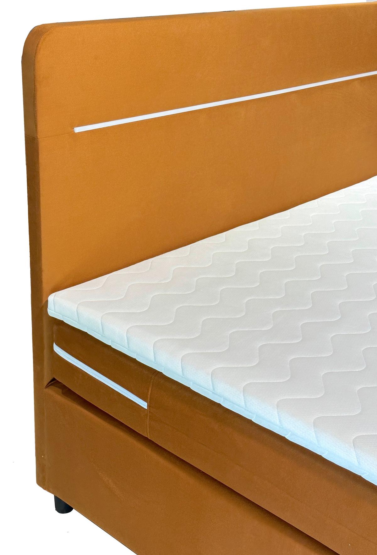 Boxbett Mit Topper 180x200 Cm Stream Honigfarben - Schwarz/Honig, Basics, Textil (180/200cm) - Livetastic