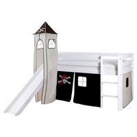 Spielbett Kasper Schwarz/weiß Kiefer Massiv 90 Cm Turm - Schwarz/Weiß, Natur, Holz (90/200cm) - MID.YOU