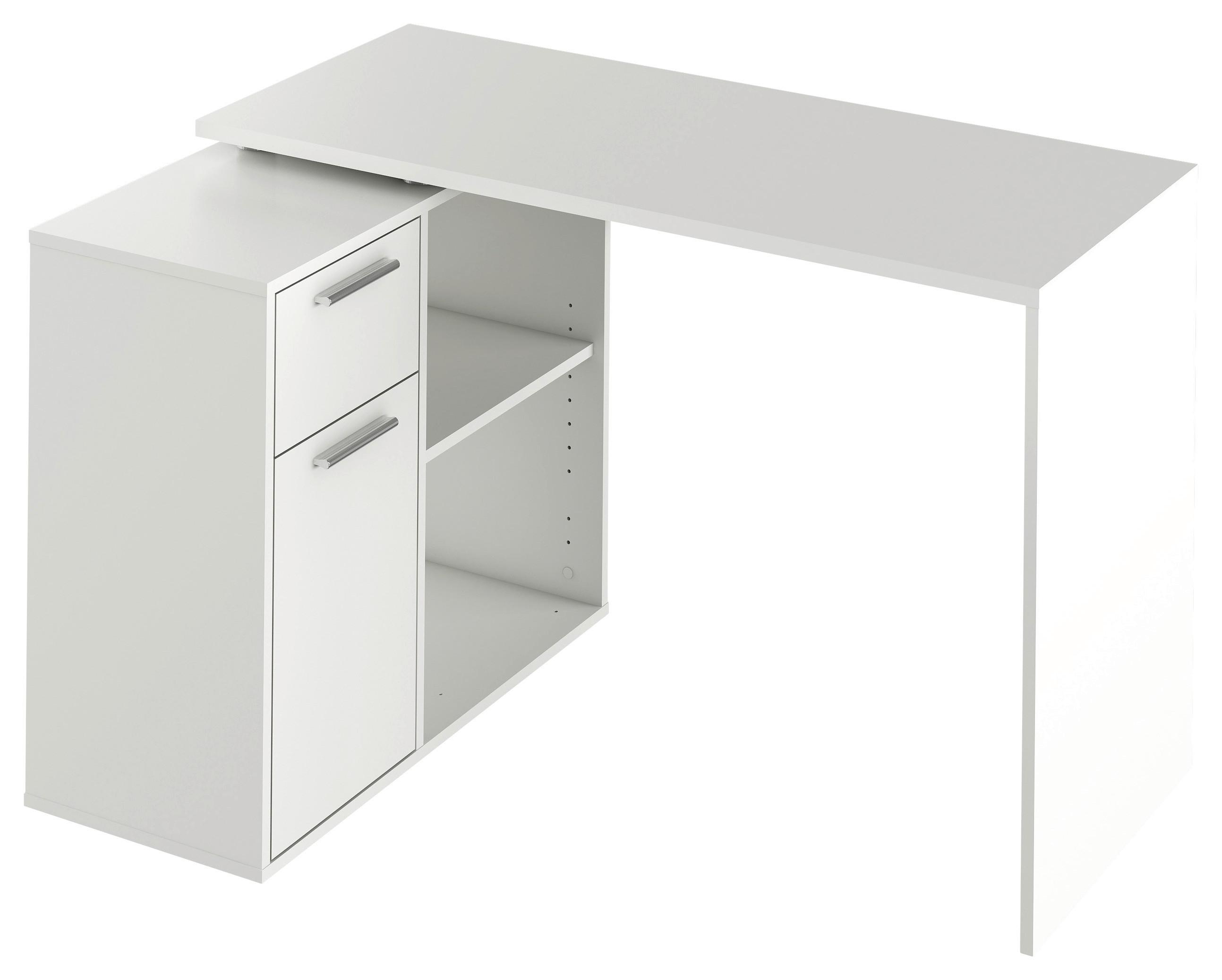 Písací Stôl Lucas *cenový Trhák* - biela/farby hliníka, Moderný, kompozitné drevo/plast (117/71/75/80cm) - Based