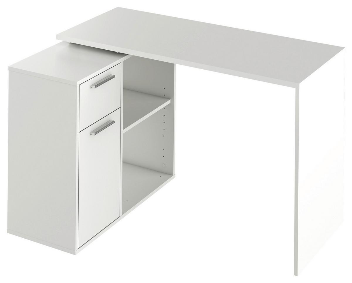 Psací stůl LUCAS - bílá/barvy hliníku, Moderní, kompozitní dřevo/plast (117/71/75/80cm) - Based