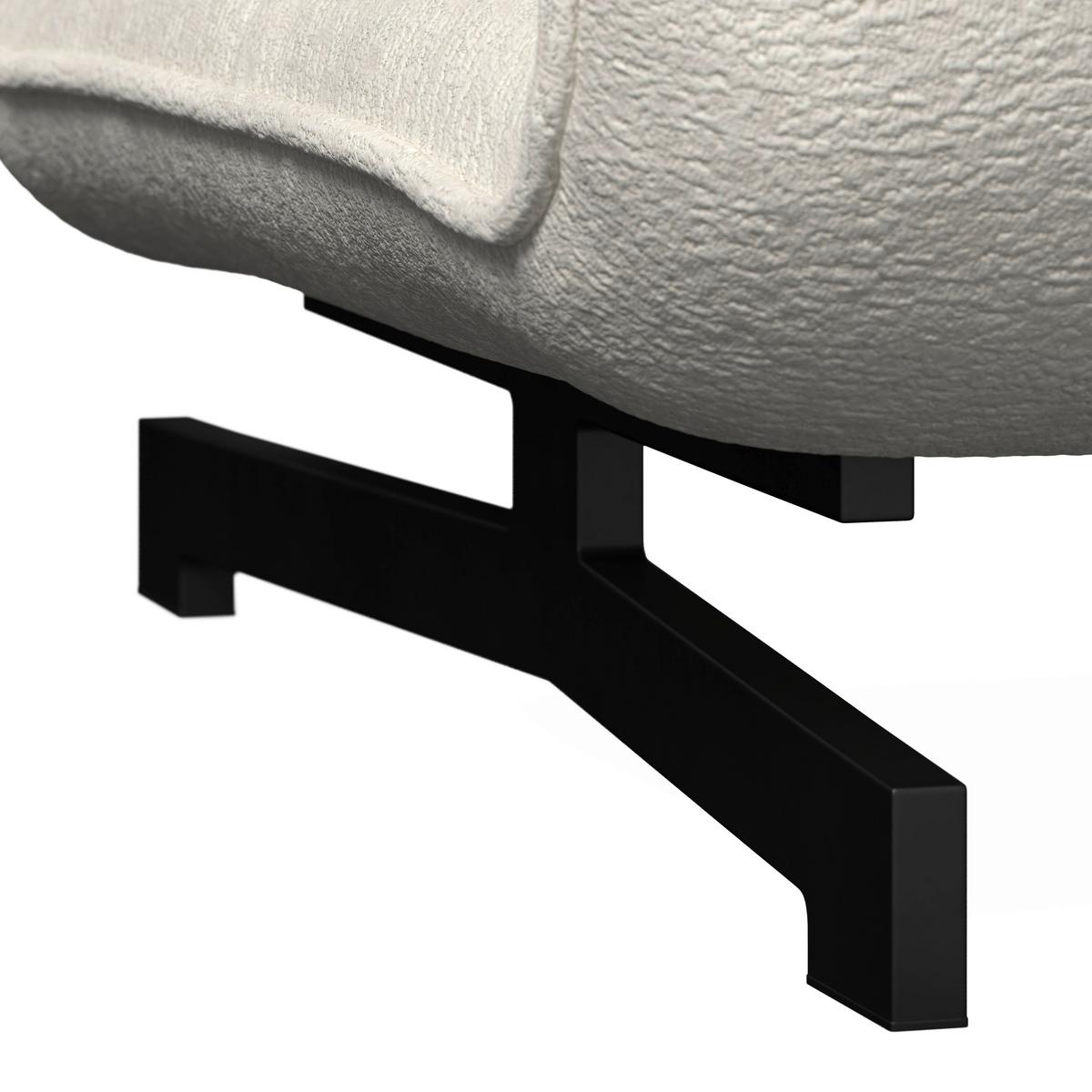 Rozkládací pohovka LUNA, bilé buklé, max.240 kg - bílá/černá, Moderní, kov/textil (143/84/81cm) - Bessagi Home