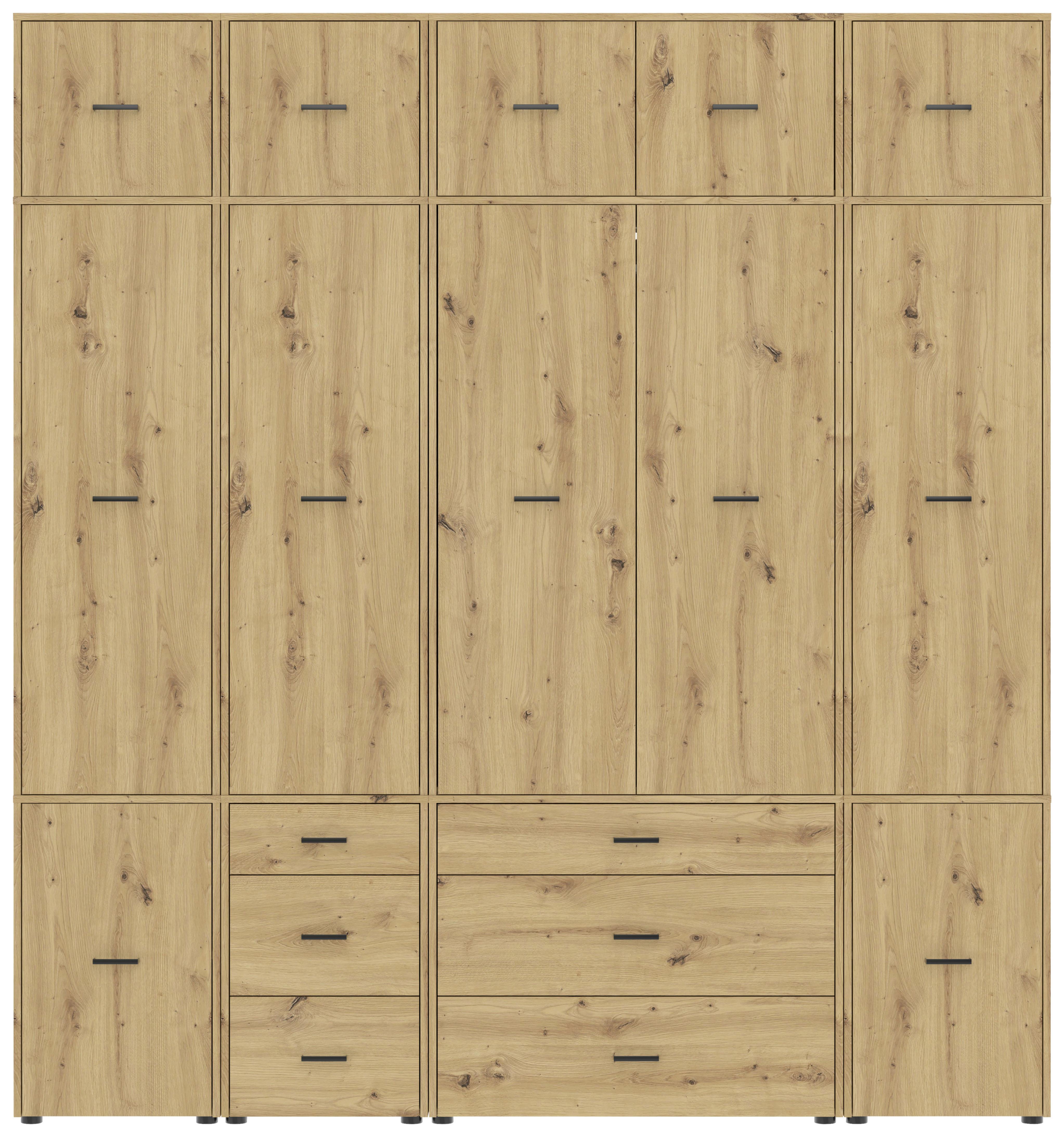 Kleiderschrank Kivo Eiche Artisan Dekor, B: 225 cm - Eiche Artisan, Basics, Holzwerkstoff (225/239,4/52,1cm)