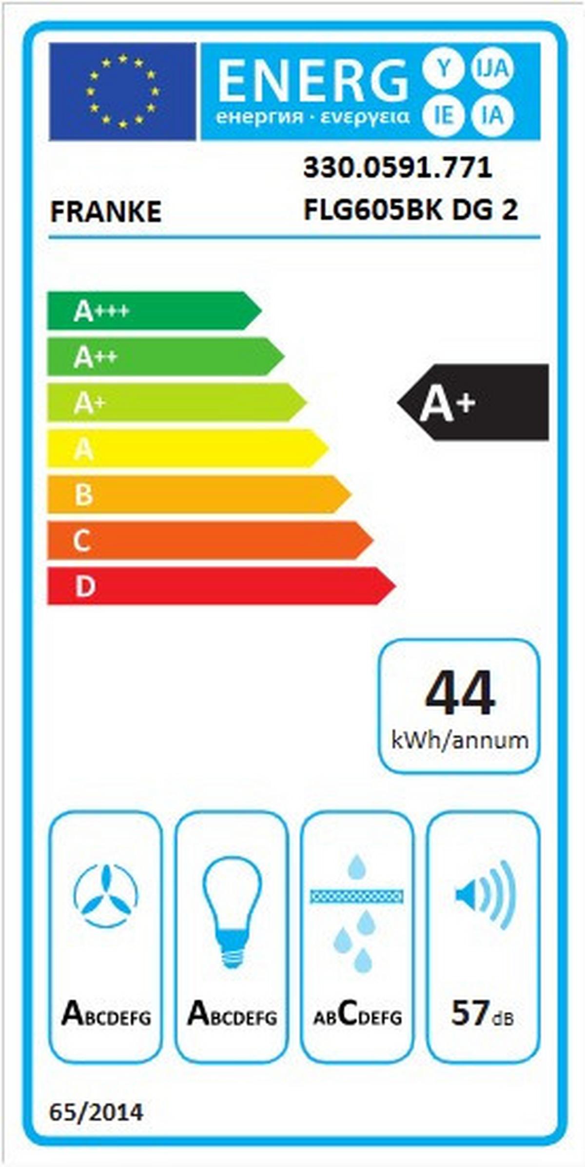 Dunstabzugshaube Lago Flg 605 Bk/Dg - Schwarz, MODERN, Glas/Metall (60/45/38,5cm) - Franke