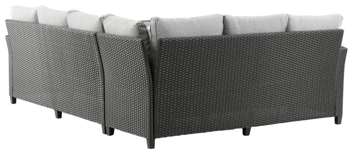 Loungegarnitur 2-tlg Bentwood Kunststoff Mit Kissen - Schwarz, KONVENTIONELL, Kunststoff (173/227cm) - Gardenson
