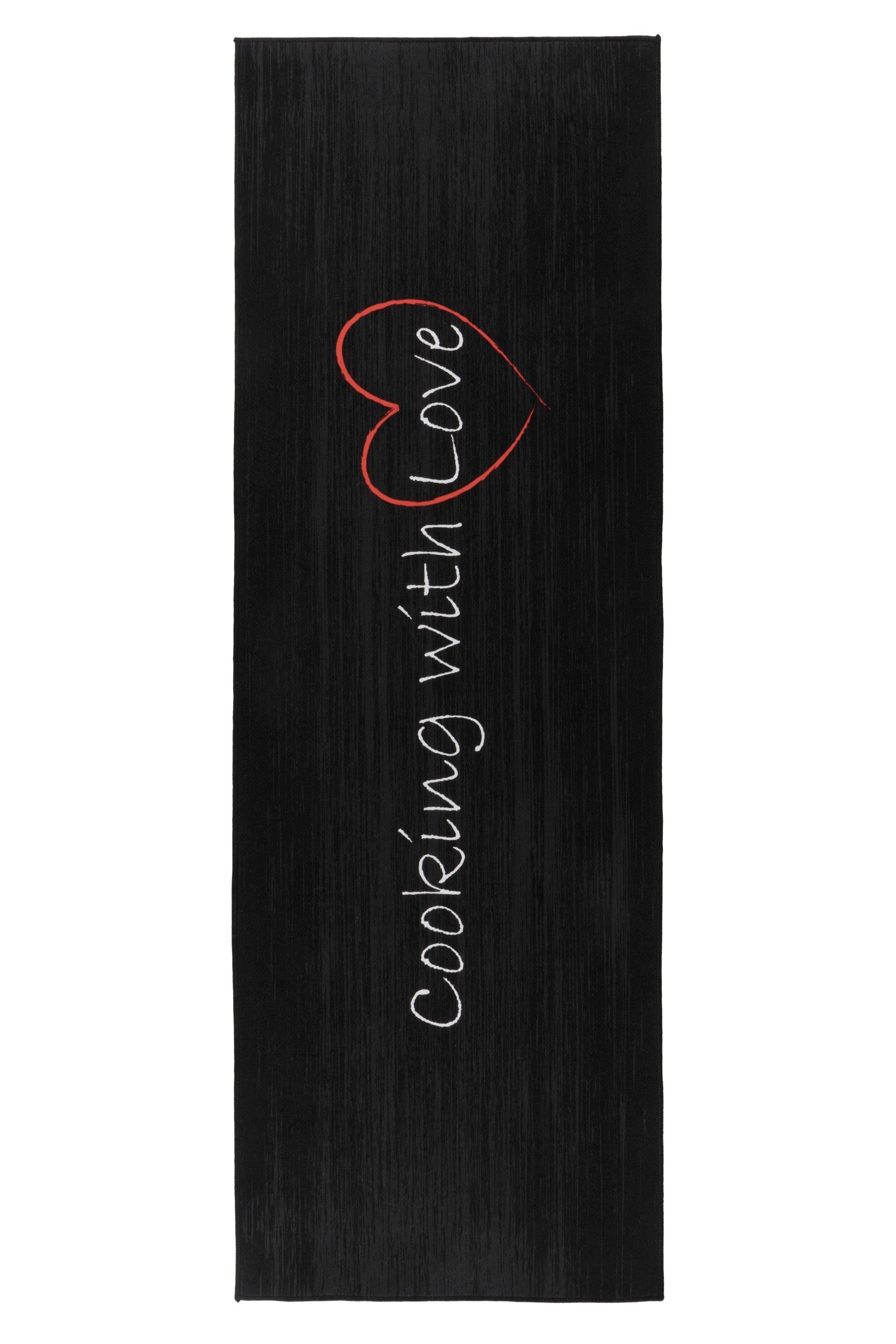 Flachwebteppich Schwarz, BxL: ca. 60x180 cm - Schwarz, Basics, Textil (60/180cm) - Kayoom