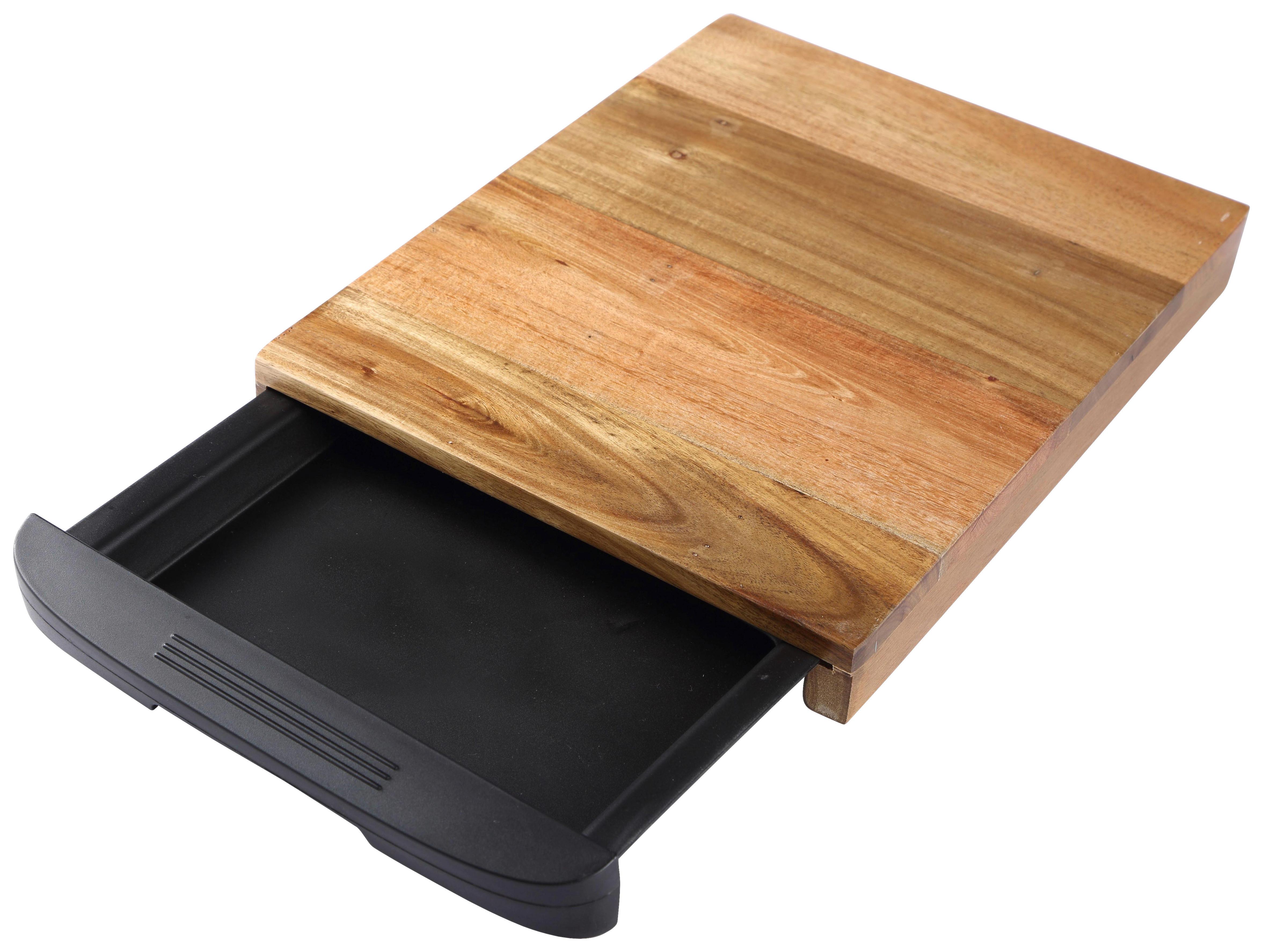 Schneidebrett aus Holz Mit Auffangwanne L/B: 37,3/24,8 cm - Schwarz/Akaziefarben, Basics, Holz/Kunststoff (37.3/24.8/3.5cm)