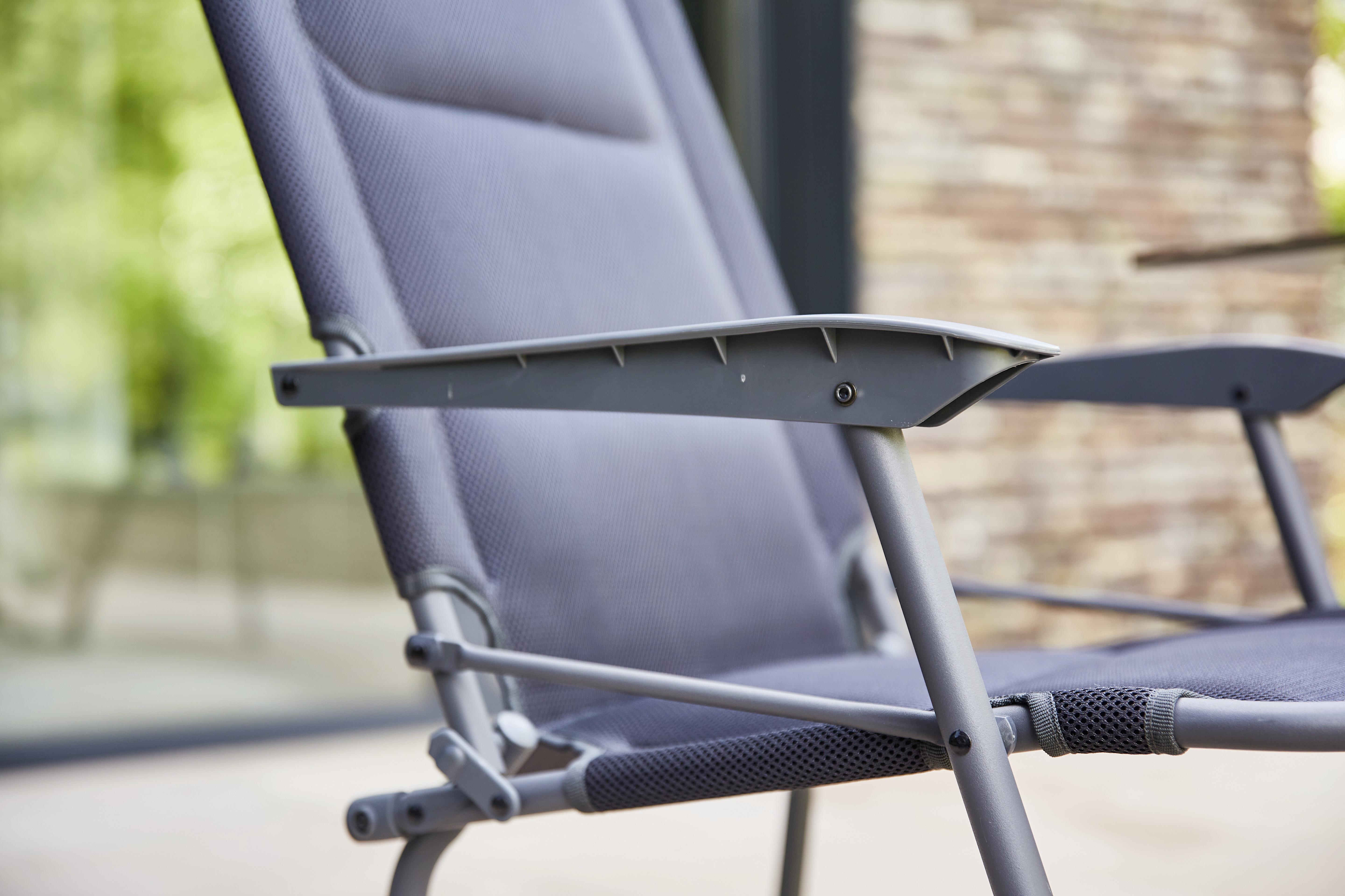 100% HPL, Metall, Textil • Anthrazit, Schwarz • 3-teilig • Stuhl: ca. 69/124/84 cm • inkl. Klapptisch