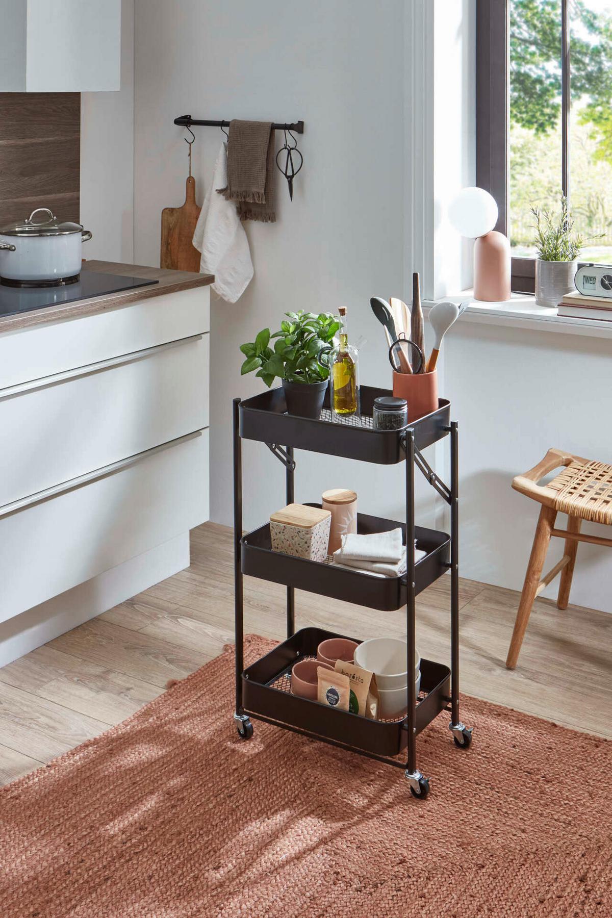 Einkaufstrolley Schwarz B: 44cm - Schwarz, Design, Metall (44/78/31cm) - MID.YOU