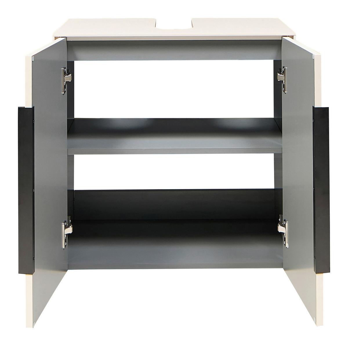 Waschbeckenunterschrank Vaduz Kashmir, B: 60cm - Kaschmir/Schwarz, Trend, Holzwerkstoff (60/60/33cm)