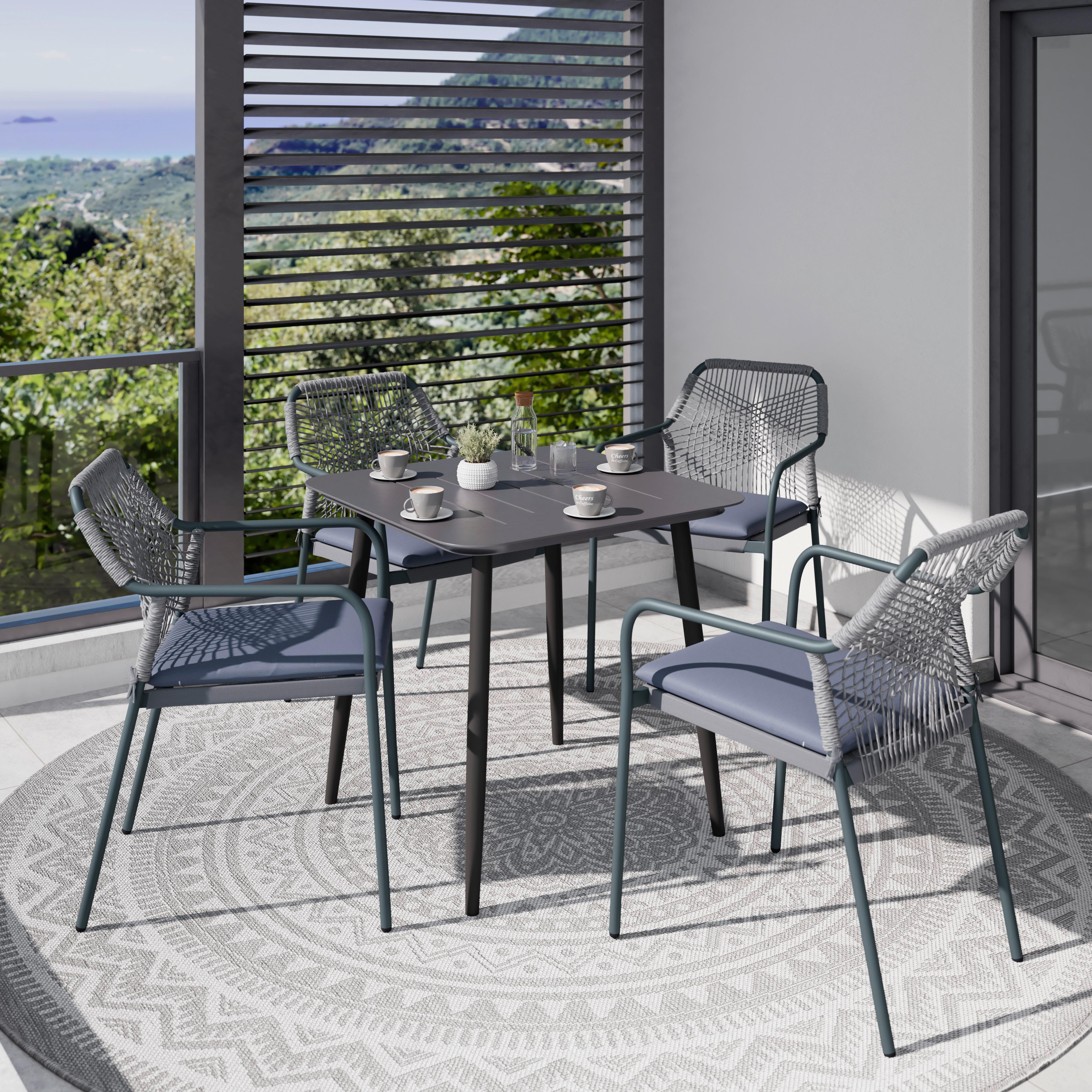 Gartentisch Titan Metall L 74,5 Cm - Anthrazit, MODERN, Metall (74,5/72/74,5cm) - Luca Bessoni