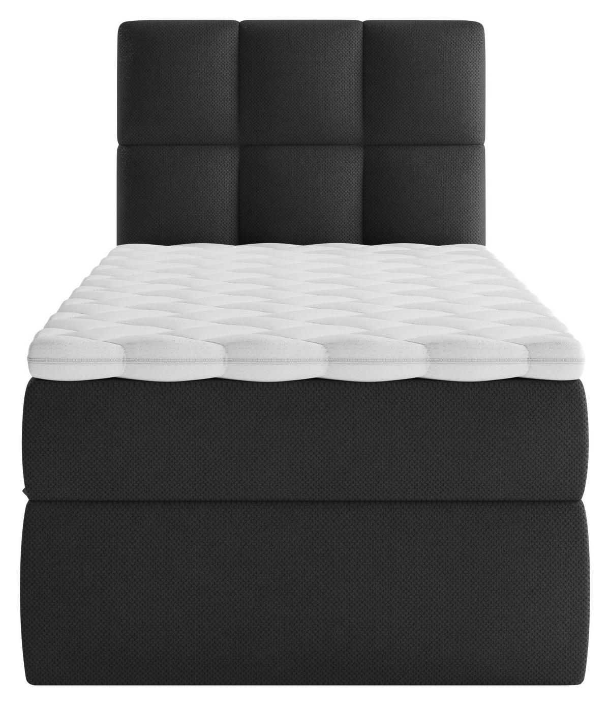 Boxbett Mit Topper & Bettkasten 90x200 Polly - Schwarz, MODERN, Holz/Holzwerkstoff (90/200cm) - MID.YOU