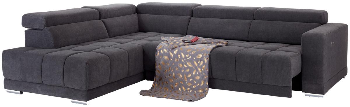 Ecksofa mit Relaxfunktion Hogan La, Webstoff - Silberfarben/Grau, MODERN, Holz/Textil (212/299cm) - Livetastic