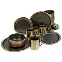 Kombiservice Modern Keramik 4 Personen Geschirr Set - Goldfarben/Schwarz, MODERN, Keramik (40,5/37/49,5cm) - Creatable