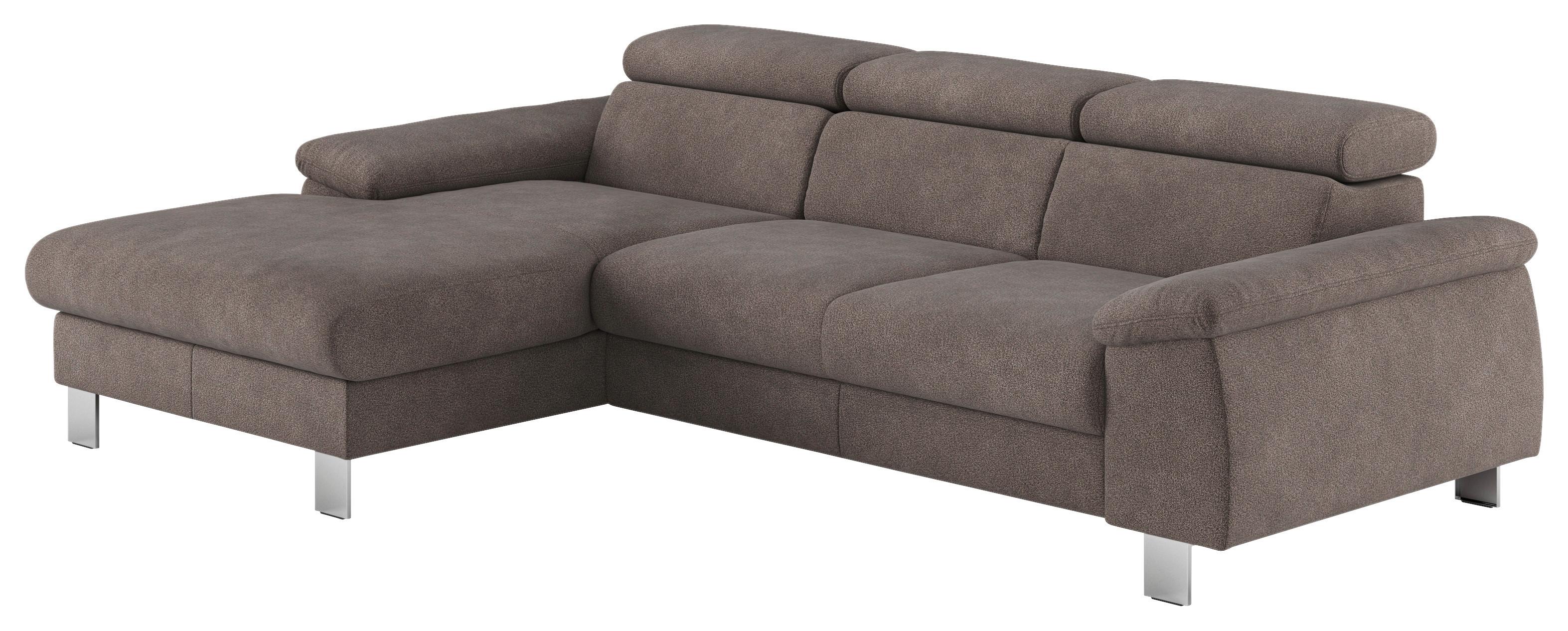 Ecksofa Micky, Dunkelgrau S:166x244 cm - Chromfarben/Dunkelgrau, Design, Textil (166/244cm) - Livetastic