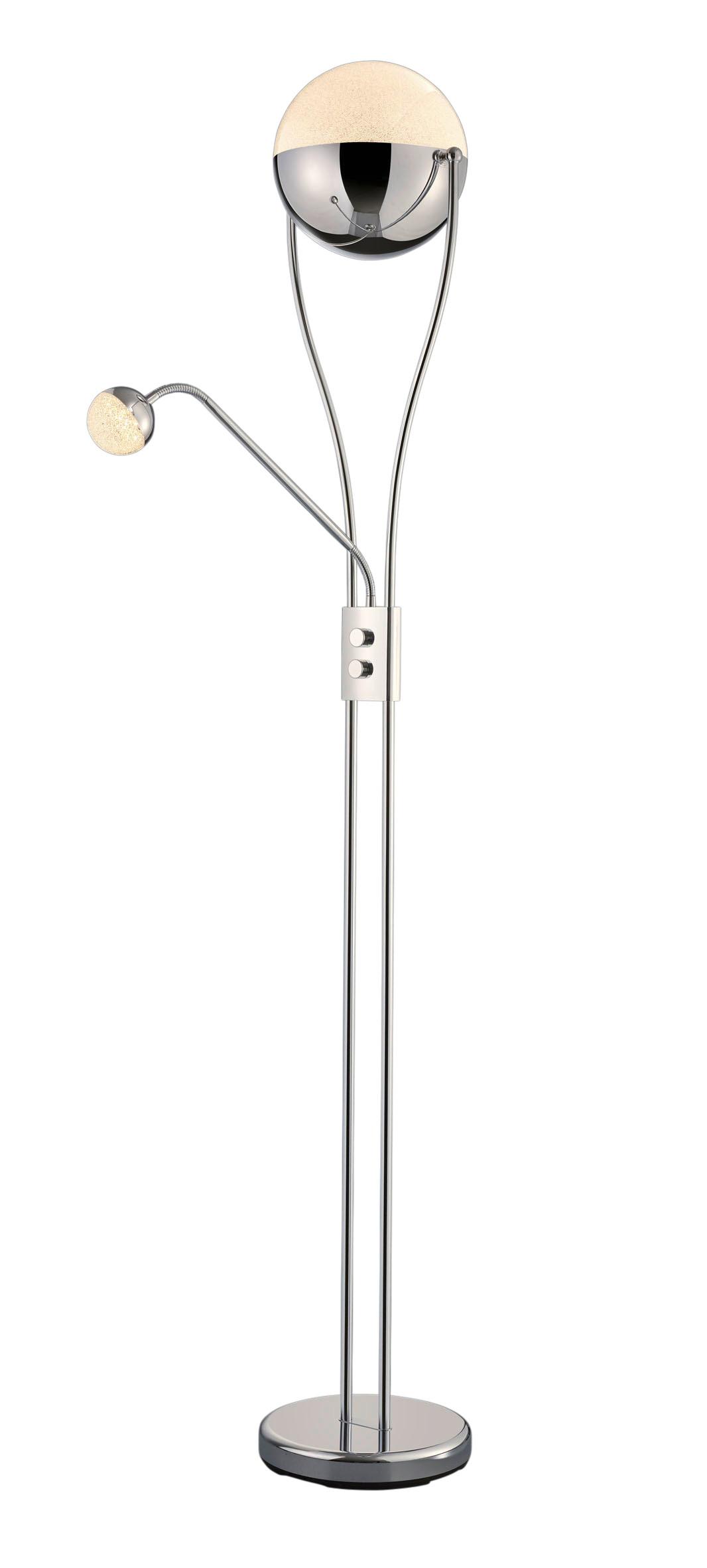 Stehlampe Chris Chromfarben mit Leselampe - Chromfarben, Design, Kunststoff/Metall (30/30/180cm) - Trio Leuchten
