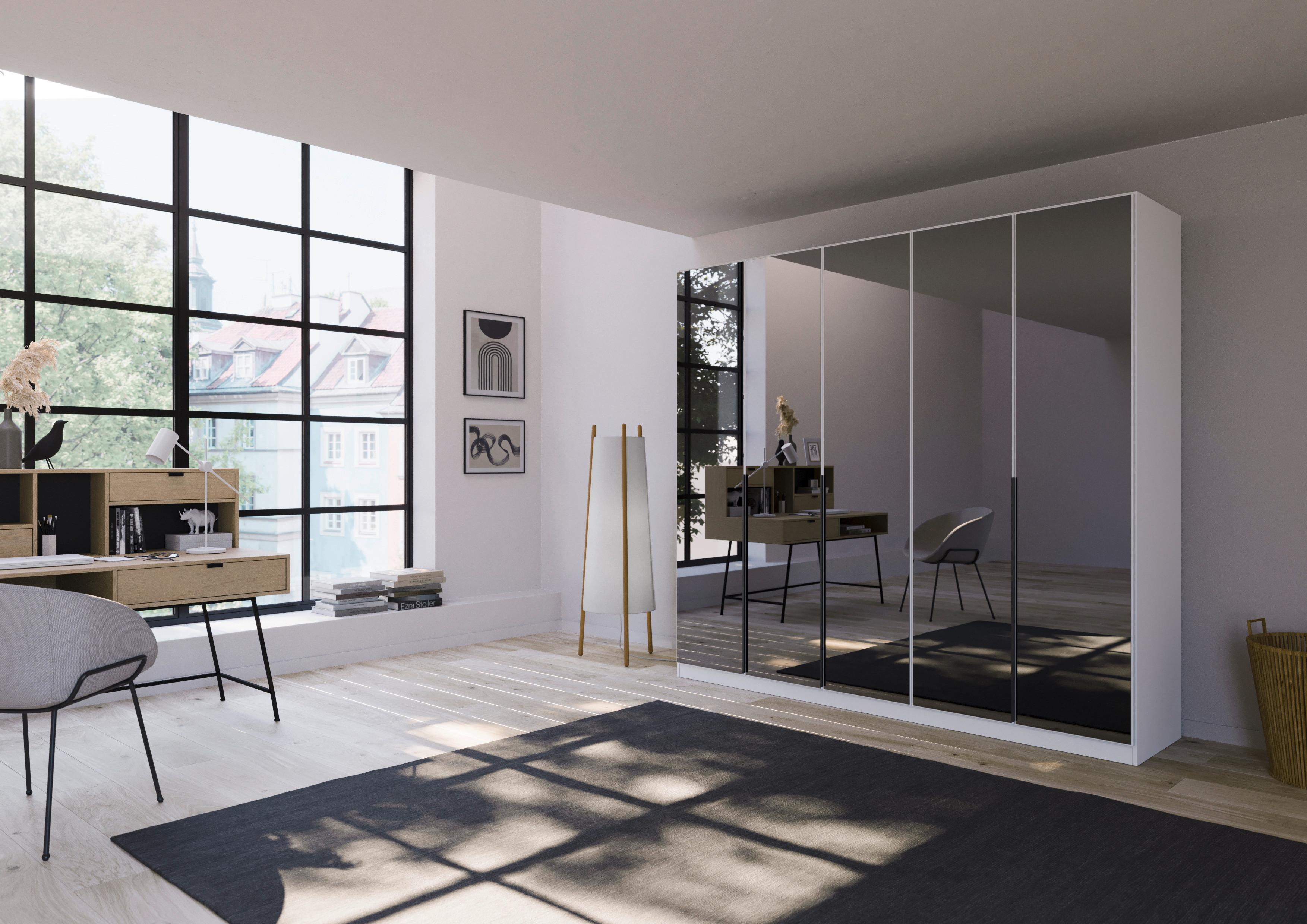 Drehtürenschrank Skyla Weiß/Glas B: 226 cm