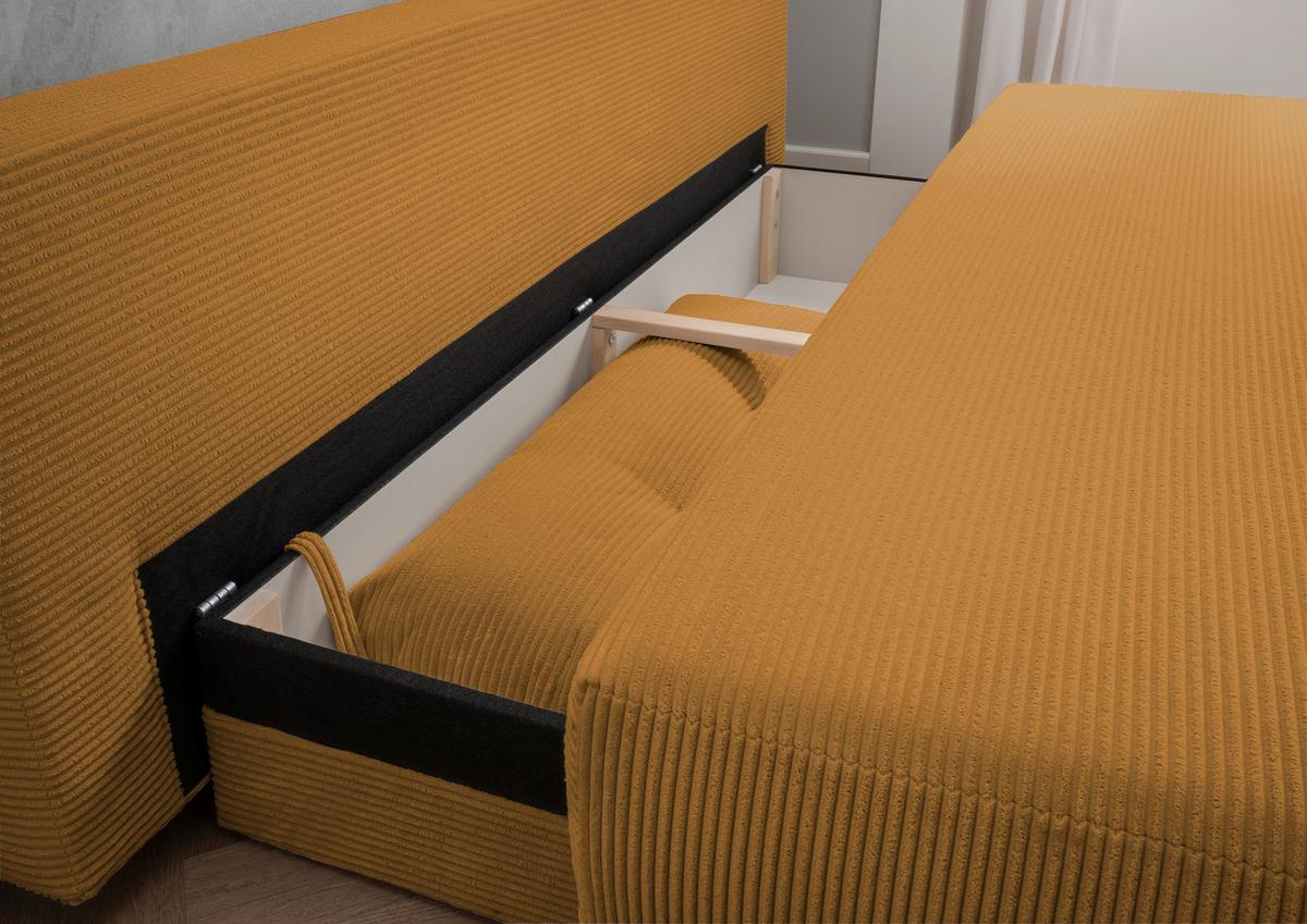 Schlafsofa Ari Goldfarben Cord, B: 198 Cm - Chromfarben/Goldfarben, MODERN, Textil (198/90/100cm) - Livetastic