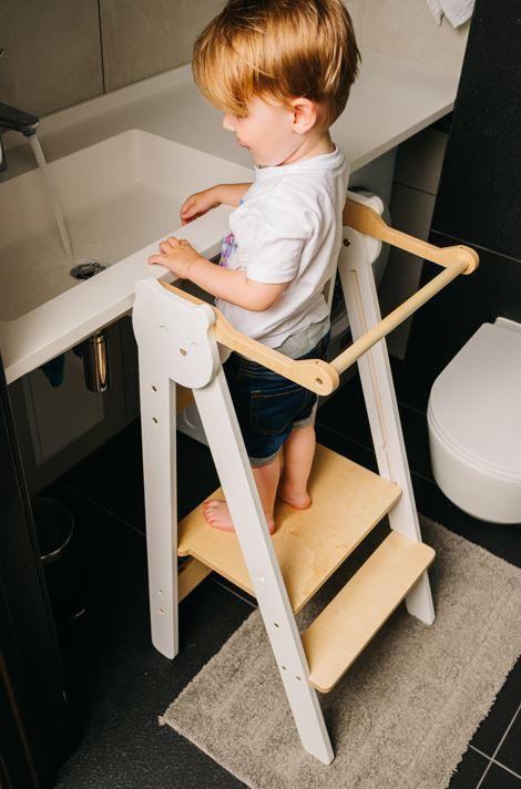 Tritthocker mit Sicherheitsbügel und 2 Stufen