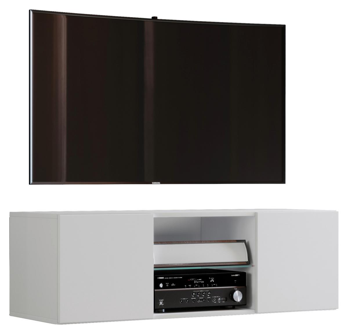 TV-Lowboard Jusa B: 115 cm Jusa 115 Weiß - Weiß, MODERN, Glas/Holzwerkstoff (115/40/36cm) - MID.YOU