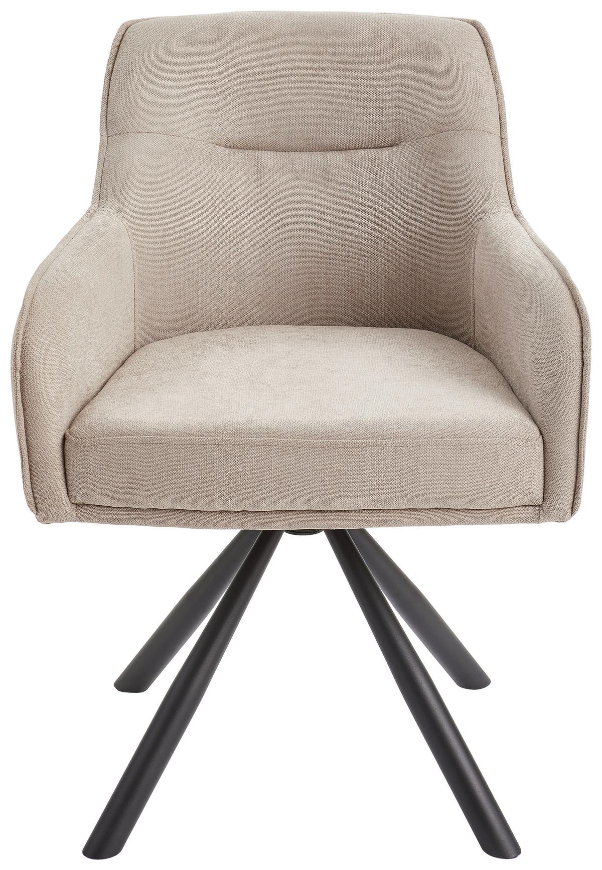 Armlehnstuhl Anna Schwarz/taupe B: 61 Cm - Taupe/Schwarz, MODERN, Textil/Metall (61/86/62cm) - Livetastic