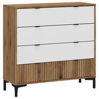 Kommode Ricko Eichefarben/Weiß B: 91,5 cm - Eichefarben/Schwarz, Trend, Holzwerkstoff (91,5/92,4/40cm)