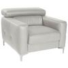 Polstersessel Sammy Hellgrau Leder - Chromfarben/Weiß, Design, Leder (99/78-92/106cm) - Livetastic