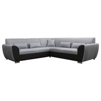 Ecksofa Delux Schwarz/Hellgrau Schlaffunktion Ottomane Links - Silberfarben/Hellgrau, Design, Textil (266/266cm) - Livetastic