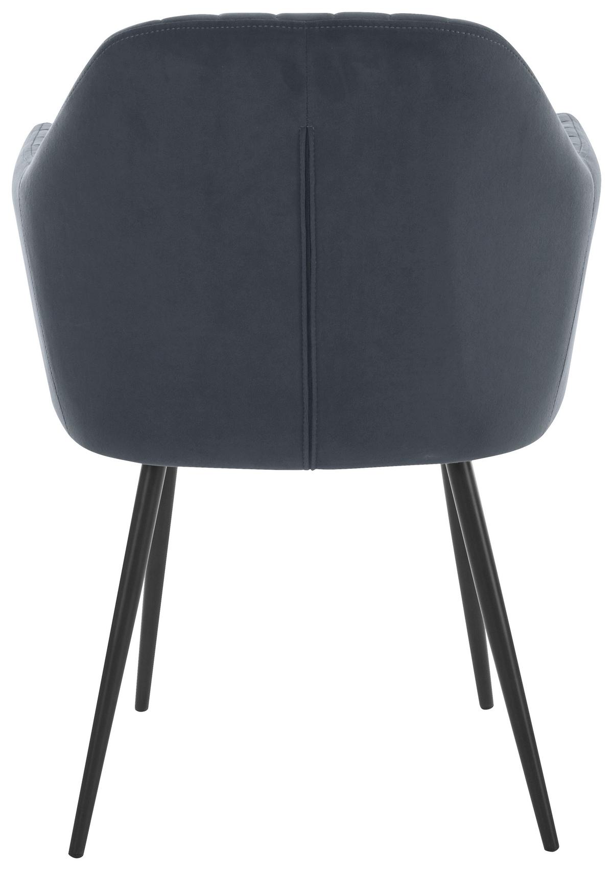 Armlehnstuhl Mila Grau/ Schwarz Gepolstert 2er-Set - Schwarz/Grau, MODERN, Textil/Metall (59/84/66cm) - MID.YOU