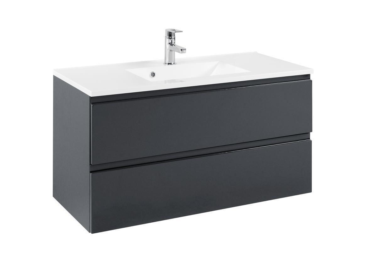 Waschbecken mit Unterschrank Cardiff B: 100cm Graphit Dekor