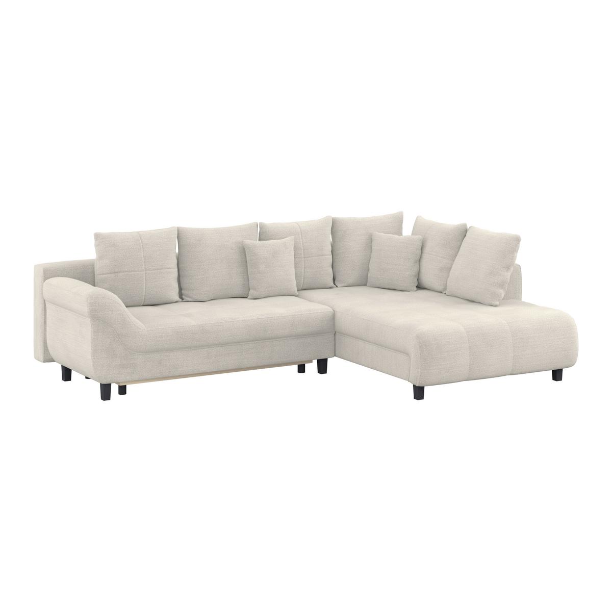 Ecksofa mit Schlaffunktion Mendoza New Chenille 309x197cm - Greige/Schwarz, KONVENTIONELL, Textil (309/197cm) - Ondega