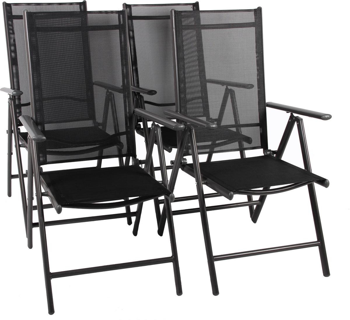 Gartenstuhl-Set Klappbar Aluminium, Textil - Anthrazit, Basics, Textil/Metall (56/105/65cm) - MID.YOU