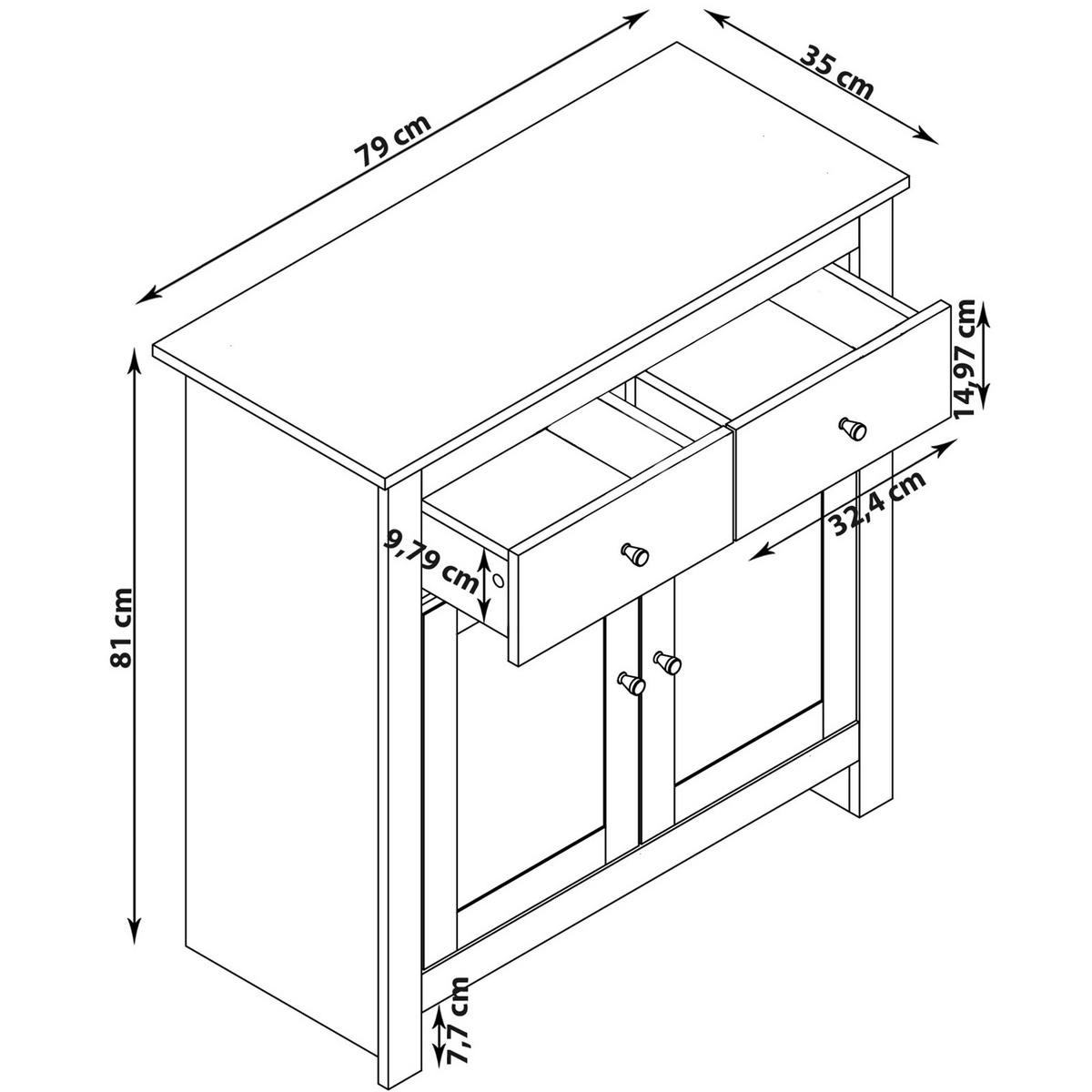 Sideboard Emerald Grau B: 79 cm - Eichefarben/Grau, Design, Holzwerkstoff (79/81/35cm) - MID.YOU