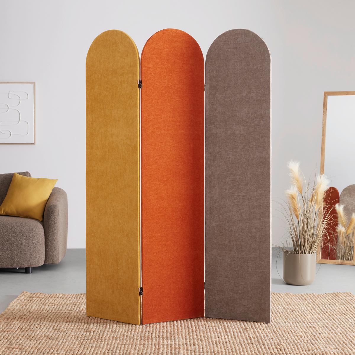 Paraván DIDI samet - šedá/hnědá, Konvenční, dřevo/textil (120/170/2cm) - Mömax