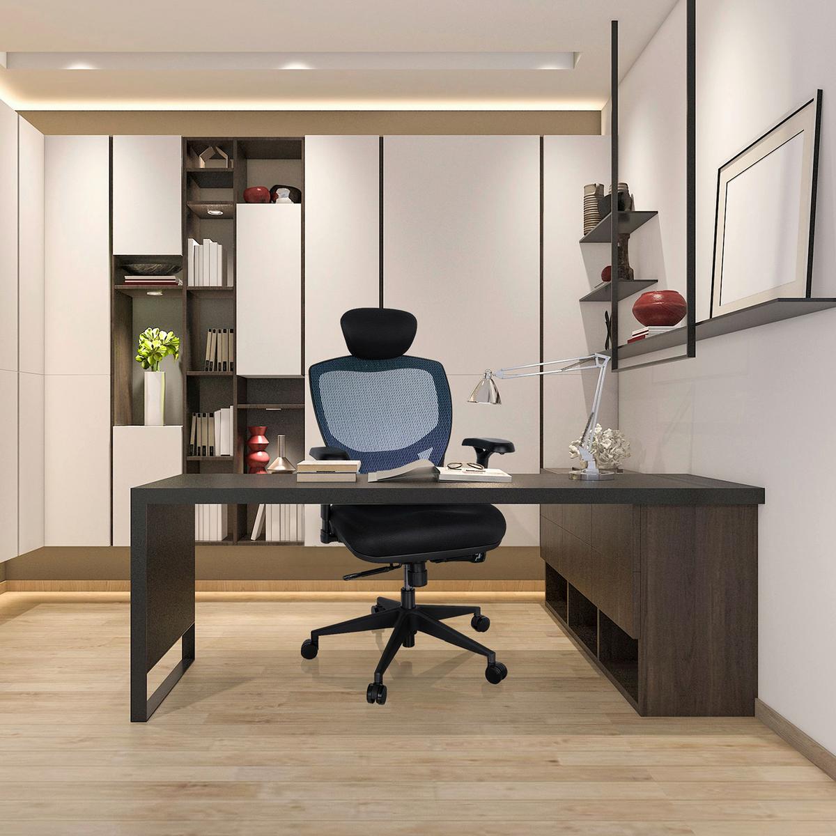 Bürostuhl Venus Base Blau/schwarz Bis 120 Kg - Blau/Schwarz, Basics, Kunststoff/Textil (66/117/65cm) - MID.YOU