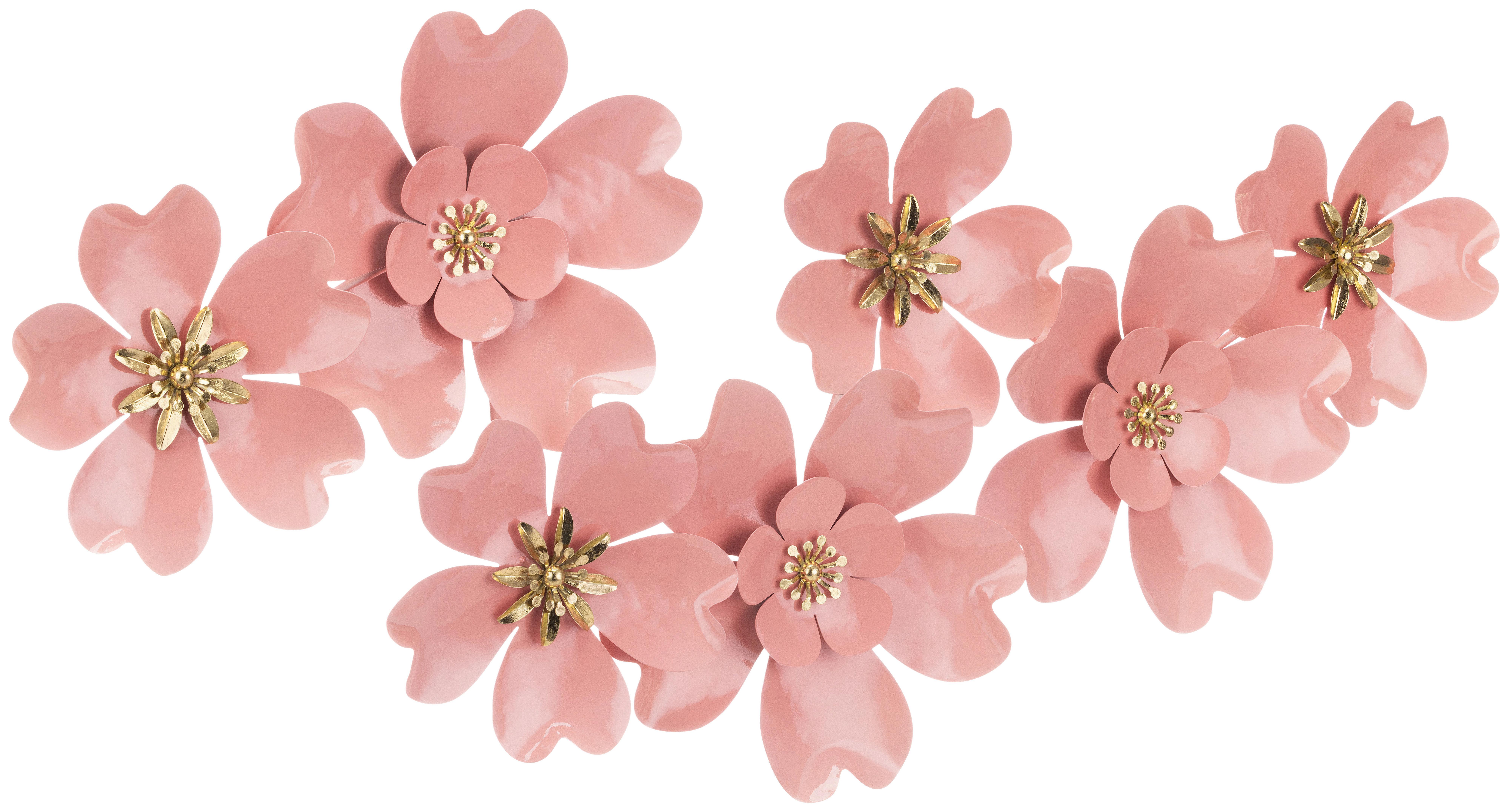 Wanddeko Rosa - Pink/Goldfarben, KONVENTIONELL, Metall (108/7/50cm) - Luca Bessoni