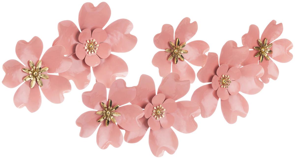 Wanddeko Rosa - Pink/Goldfarben, KONVENTIONELL, Metall (108/7/50cm) - Luca Bessoni