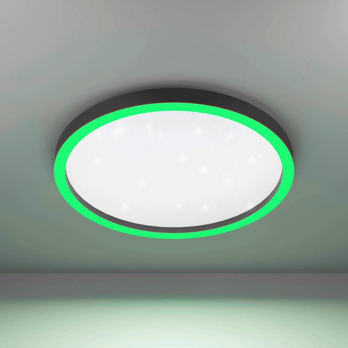 Deckenleuchte Montemorelos Ø 57 Cm Farbwechsler - Schwarz/Weiß, Basics, Kunststoff/Metall (57/7cm) - Eglo