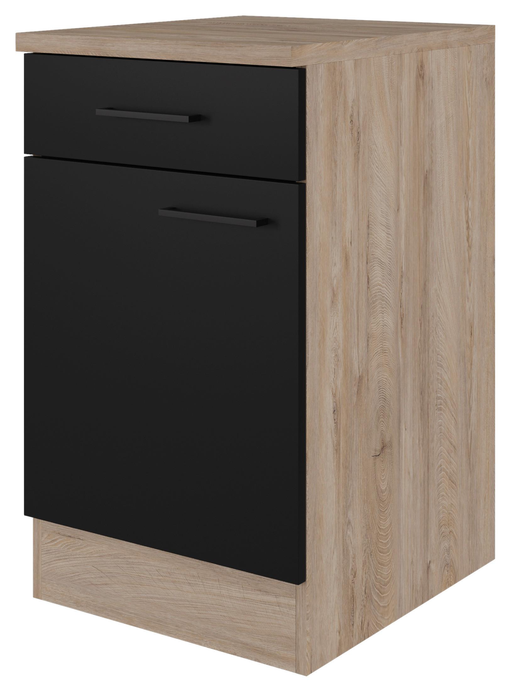 Spodná kuchynská skrinka CAPRI CAPRI US 50 - čierna/farba duba, Konventionell, kov/kompozitné drevo (50/85/57cm) - FlexWell