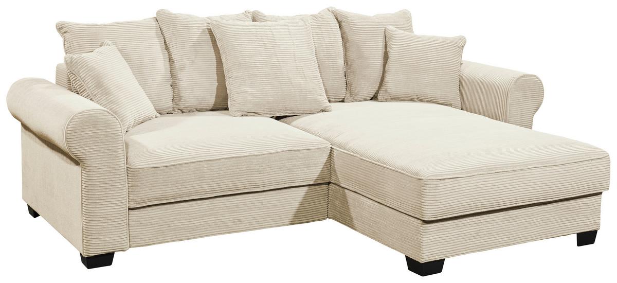 Ecksofa  mit Bettkasten Maureen Cremefarben - Creme/Schwarz, KONVENTIONELL, Textil (255/185cm) - MID.YOU