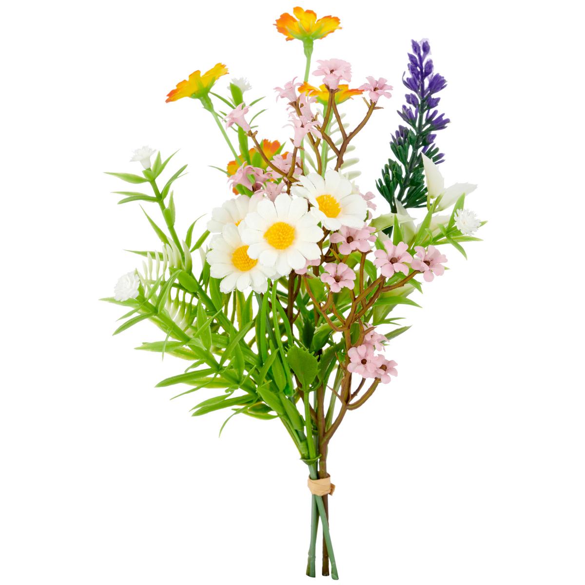 Kunstblume Ministräußchen - Multicolor/Grün, Basics, Kunststoff/Textil (20cm)