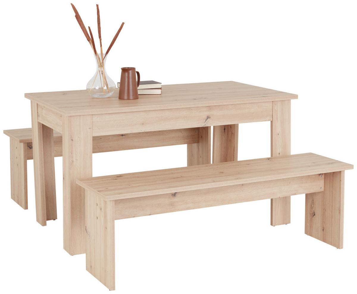 Essgruppe Paris 3-Tlg. Eiche Artisan Dekor - Eiche Artisan, KONVENTIONELL, Holzwerkstoff (137/77/75cm)