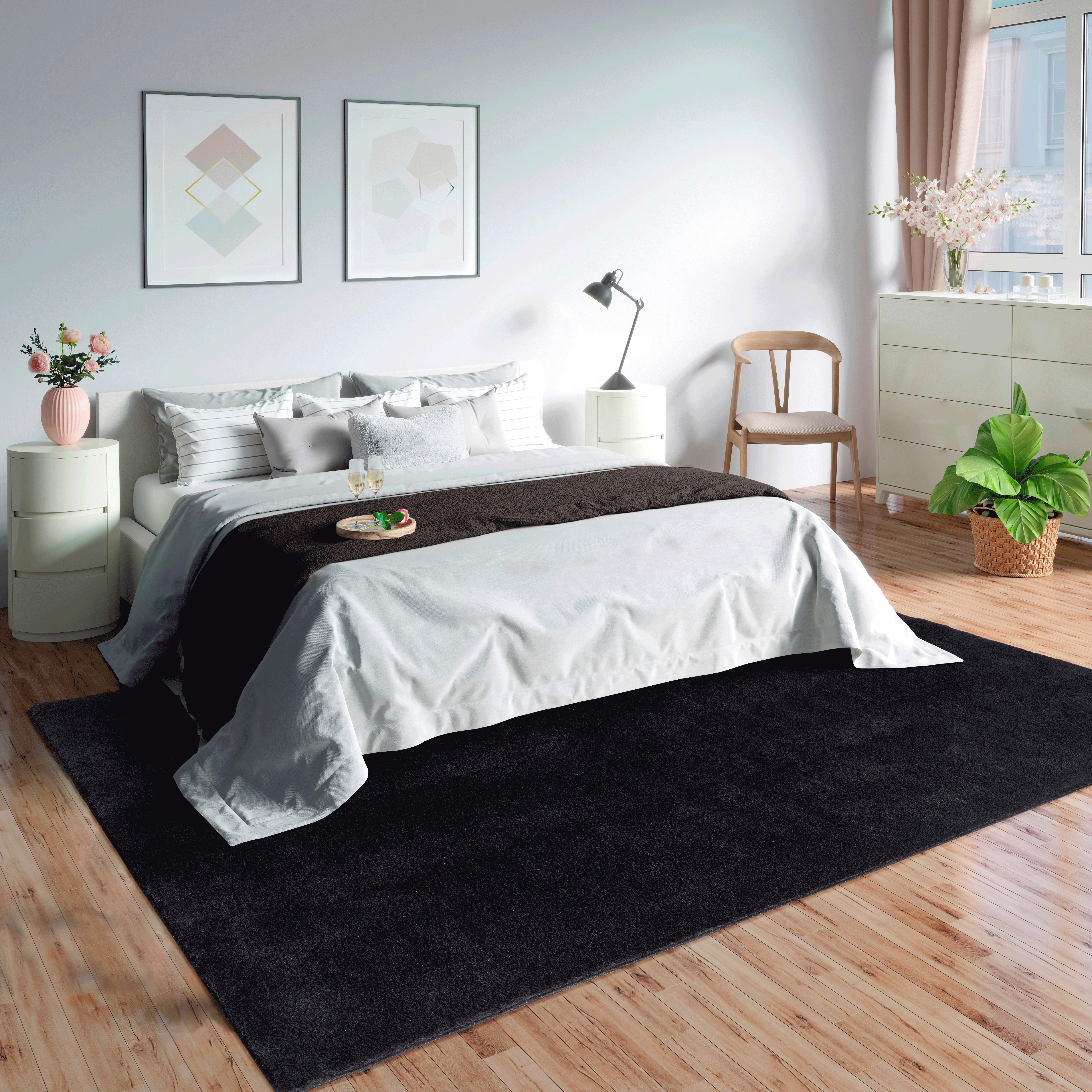 Fellteppich Loft - Schwarz, KONVENTIONELL, Textil (80/150cm)