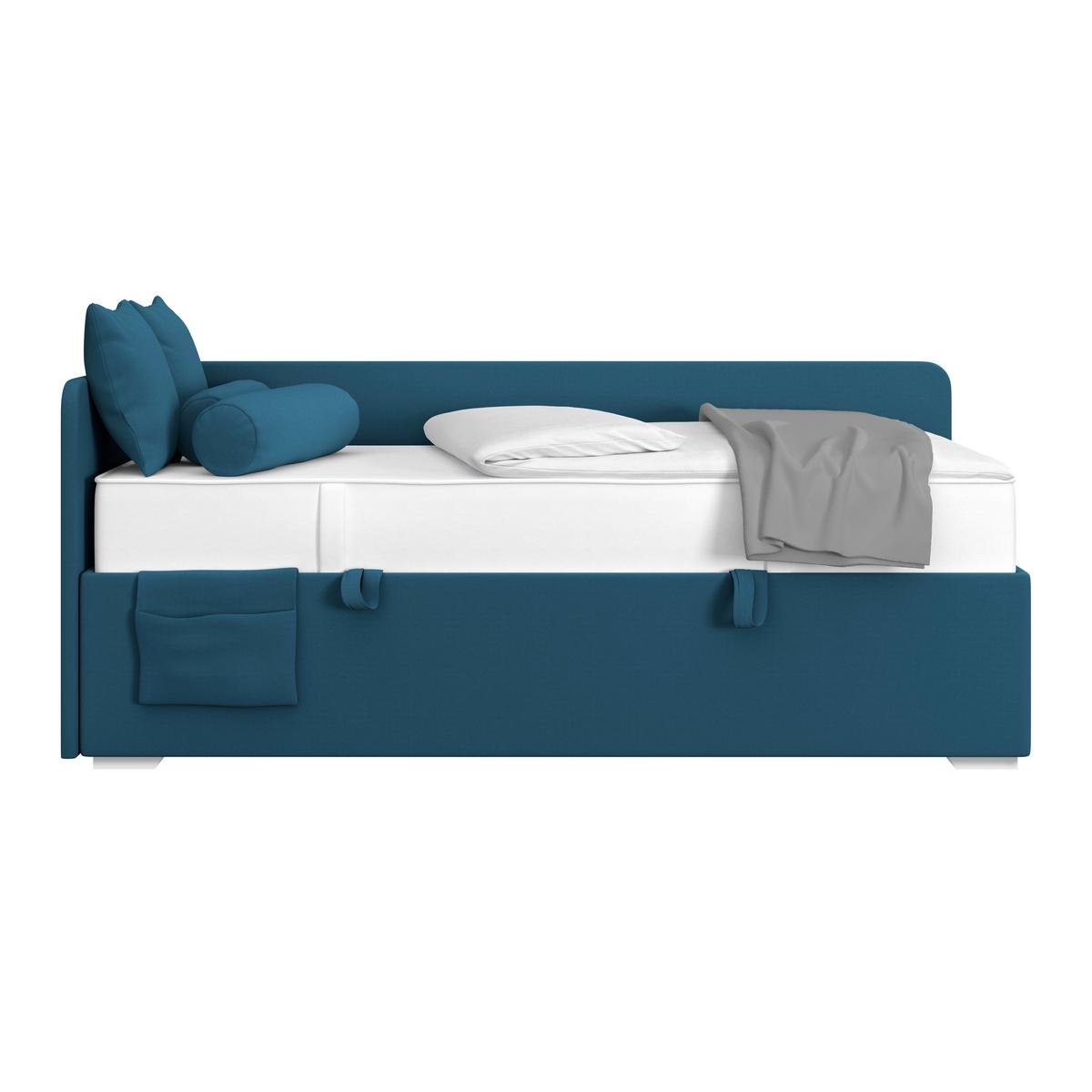 Polsterbett Remi - Chromfarben/Dunkelblau, MODERN, Holz/Textil (90/200cm)