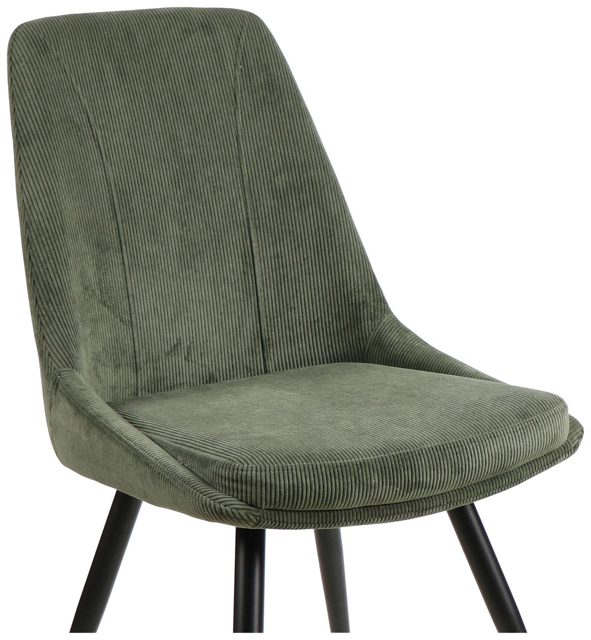 Esszimmerstuhl Corinna Grün Gepolstert - Schwarz/Grün, MODERN, Holz/Textil (49/88/59cm) - MID.YOU