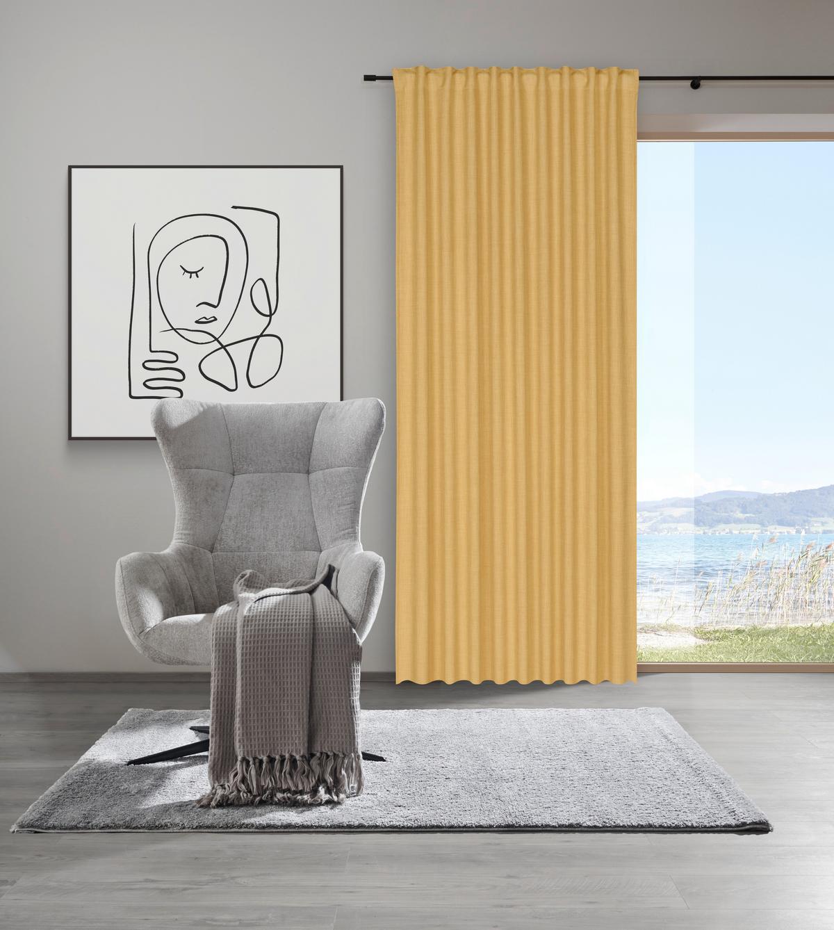 HOTOVÝ ZÁVĚS LEO, 135/255 cm, žlutá - žlutá, textil (135/255cm) - Premium Living