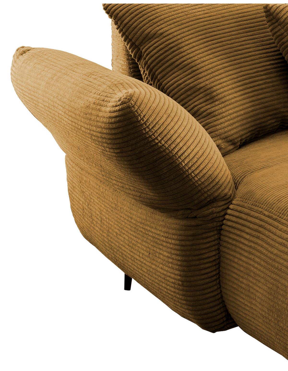 Ecksofa Vanilla Goldfarben S: 178/264-302 cm - Goldfarben/Schwarz, Design, Textil (178/264-302cm) - Livetastic