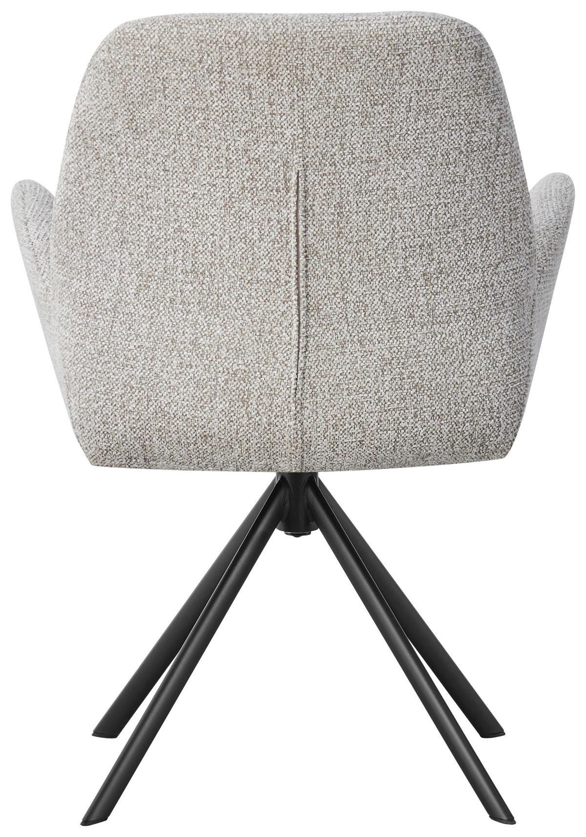 Armlehnstuhl Siglinde Webstoff Hellgrau 360° drehbar - Hellgrau/Schwarz, MODERN, Textil/Metall (61/87/62cm) - MID.YOU