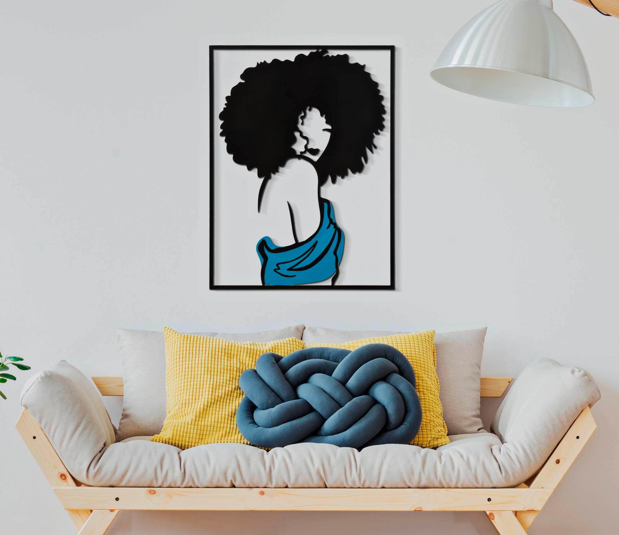 Wanddeko Afef Blau, Schwarz B: 60 Cm - Blau/Schwarz, Basics, Metall (60/80/1.3cm)